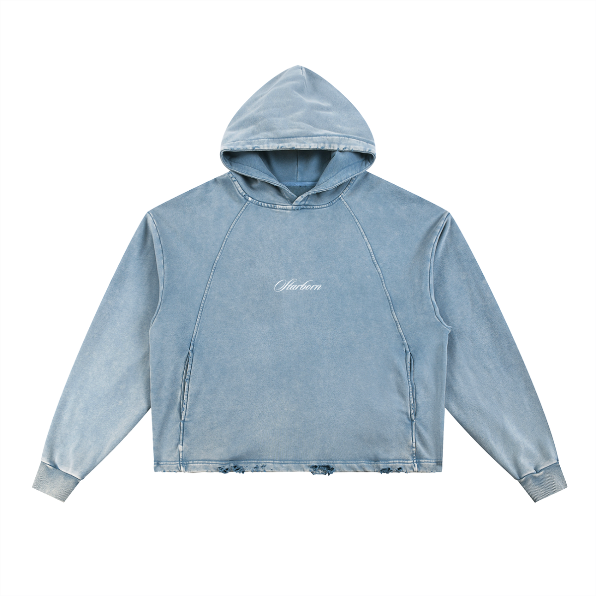 STAR Vintage Frayed-Hem Hoodie