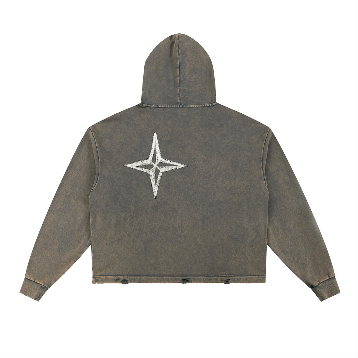 STAR Vintage Frayed-Hem Hoodie