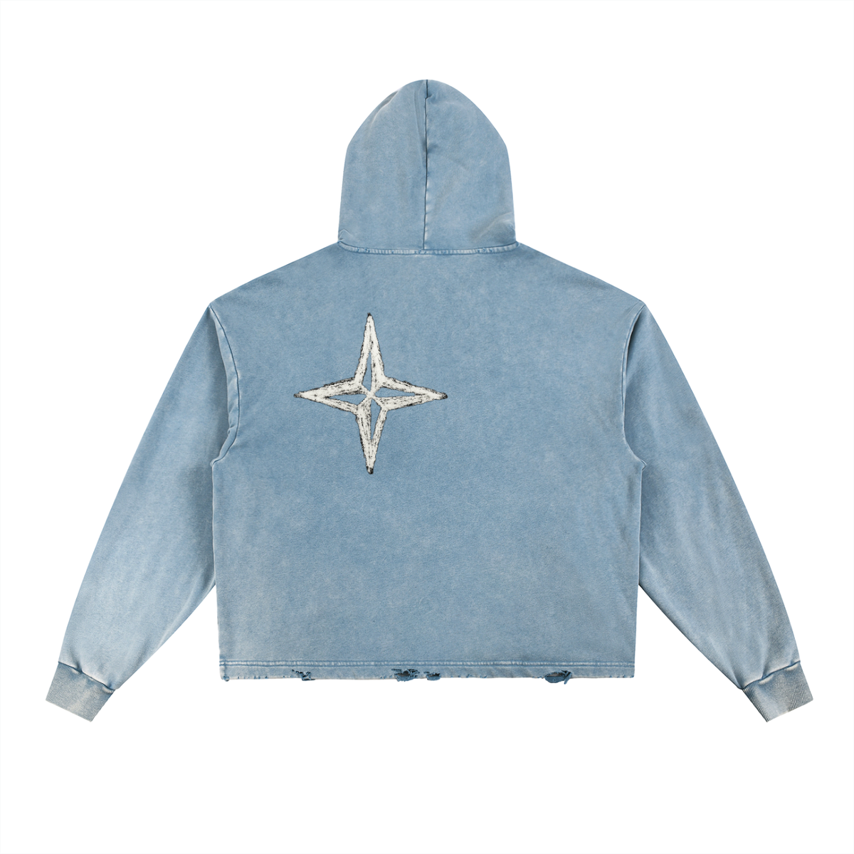 STAR Vintage Frayed-Hem Hoodie