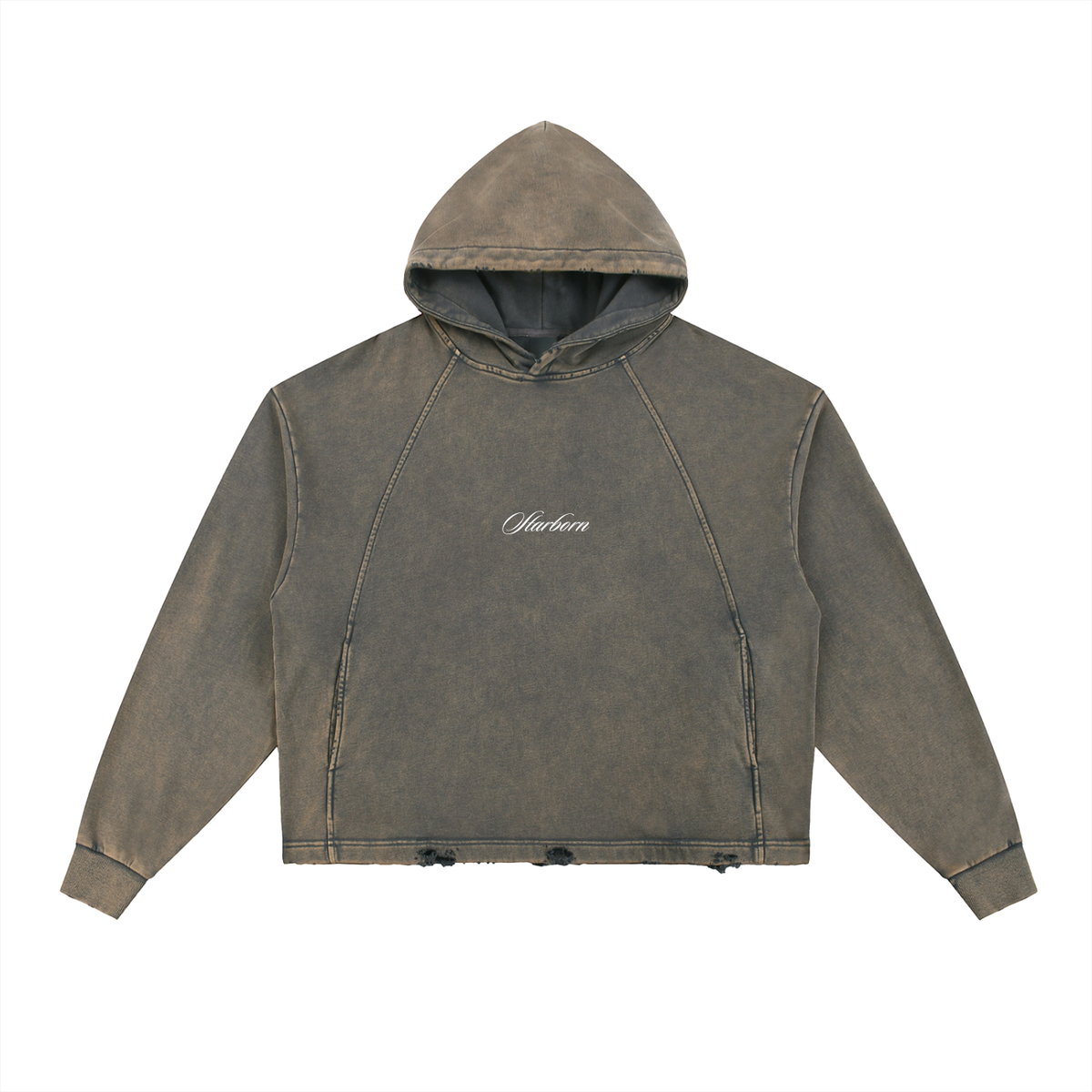 STAR Vintage Frayed-Hem Hoodie