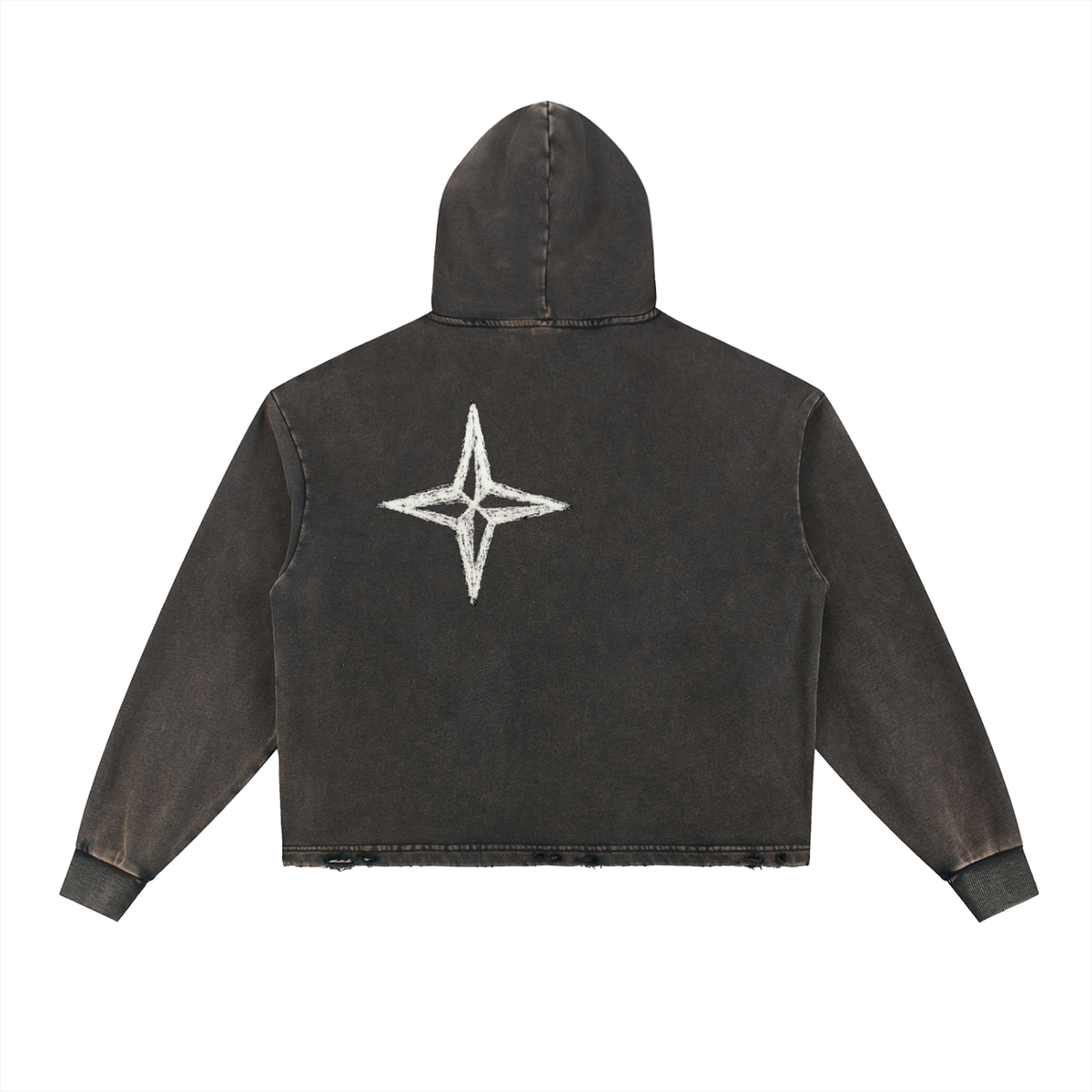 STAR Vintage Frayed-Hem Hoodie